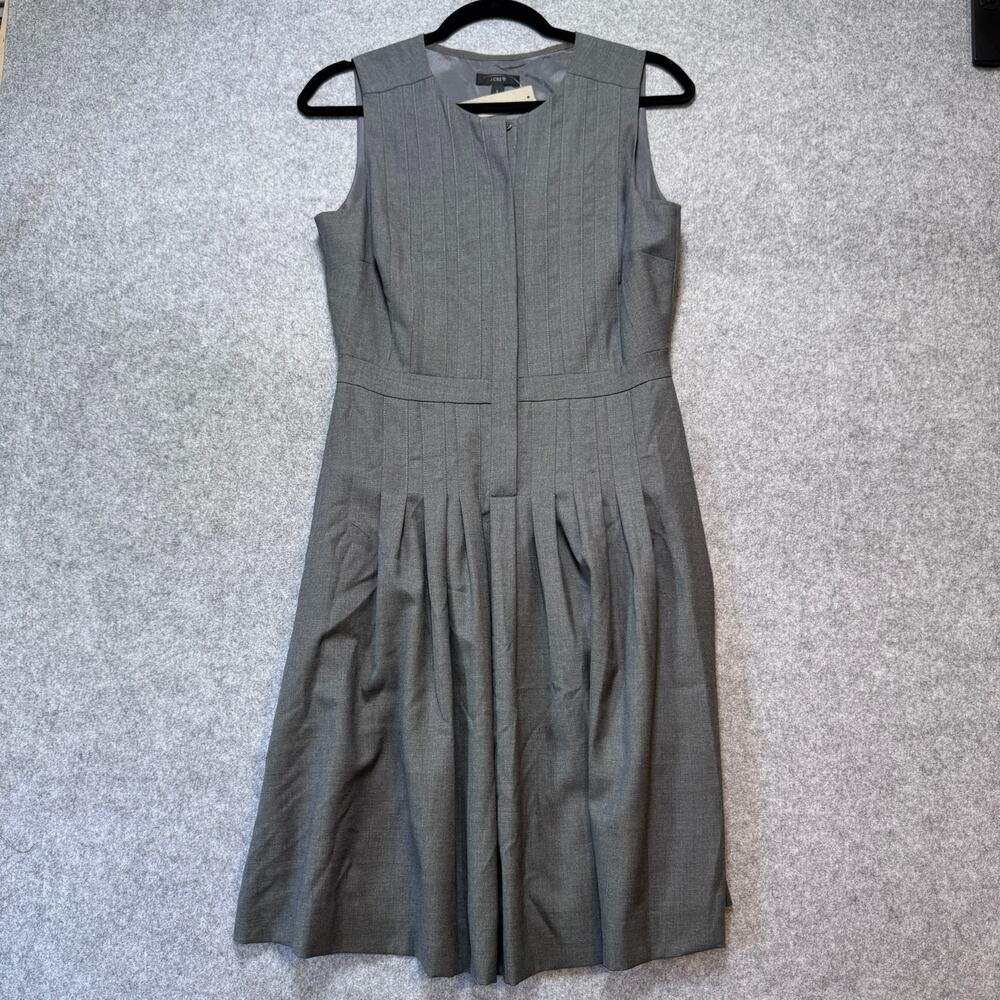 J.Crew Super 120s Wool Pleated A-Line Dress Gray Size 2 NWT